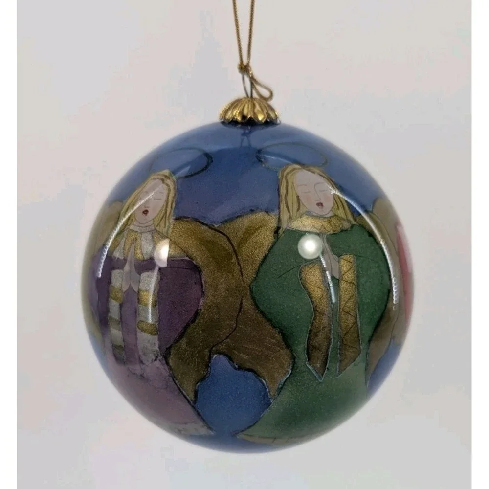 2000 Li Bien Hand Painted Christmas Ornament Pier 1 Angels Singing Praying Large